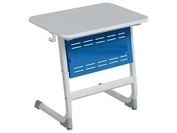 Стол 1-местный школьный 3-5 г/р "Логика" с перфорированным экраном (серый/синий, м/к белый)