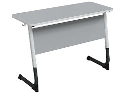 Стол 2-местный школьный 5-7 г/р "Альтер" регулируемый (серый, м/к белый/графит)