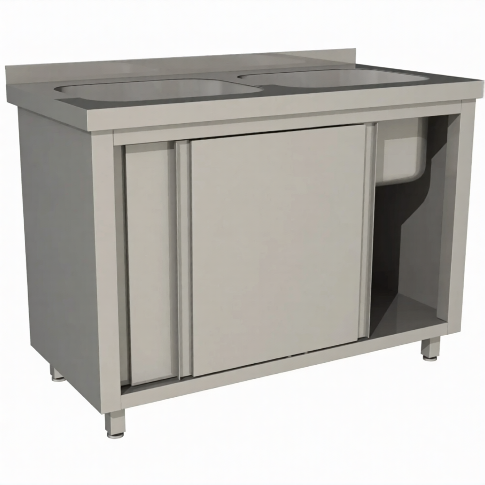 Стол производственный купе СПЗК2М-18/7-БП с моечной ванной