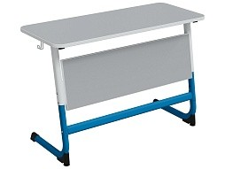 Стол 2-местный школьный 3-5 г/р "Логика" регулируемый (серый, м/к белый/синий)