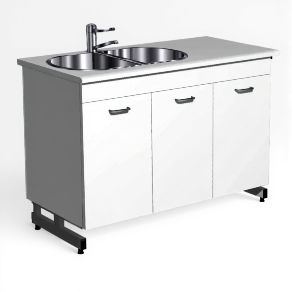 Стол-мойка СТм-206 «Премиум» 1200 (корпус ЛДСП серый, столешница постформинг серый, каркас серый)