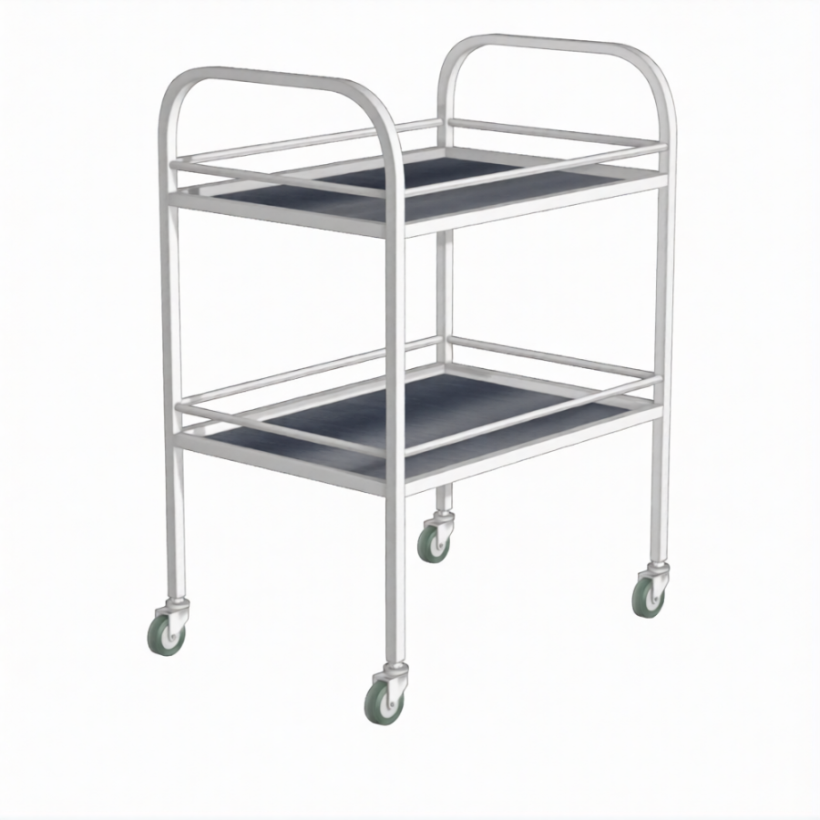 Стол инструментальный с ограждением (колеса резина) СИо (каркас белый)