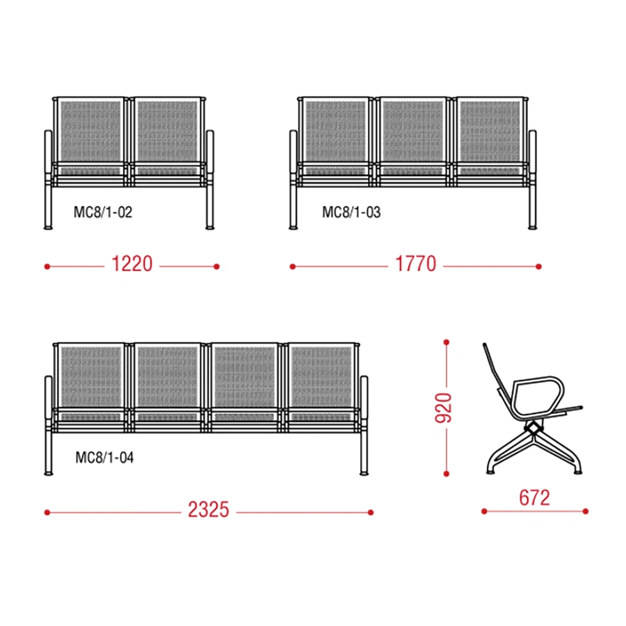 Многоместная секция Aero 2П без мягкого элемента (модель МС 8/1)