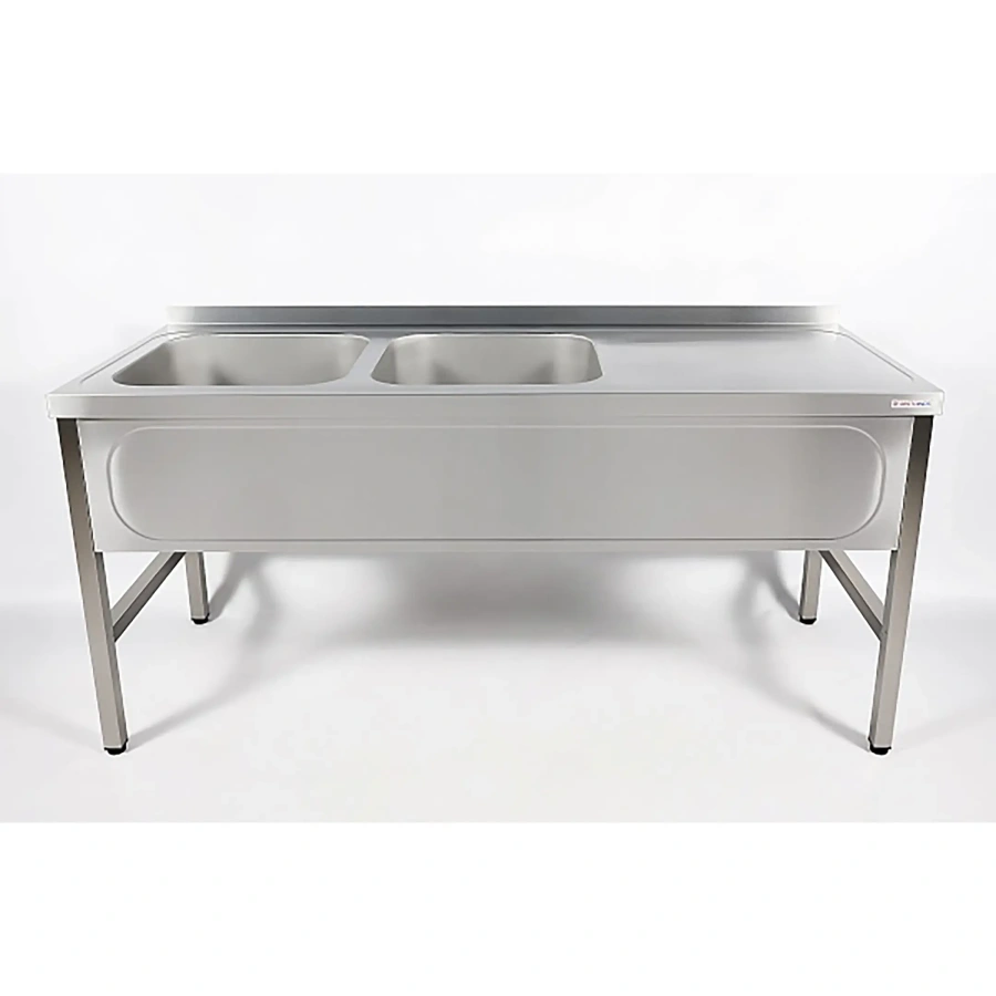 Ванна моечная двухсекционная цельнотянутая с бортом ВМЦ-2/15/6-БЛ