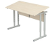 Стол с наклоном столешницы 0-35° школьный 2-местный 4-6 г/р регулируемый (дуб "Молочный", м/к серый, плоскоовальная труба)
