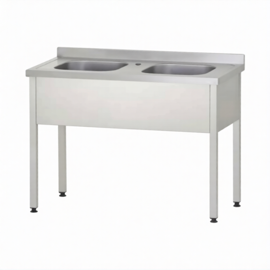 Ванна моечная ВМЦп 860х1200х600  2 м/о 250х400х400, борт, отв. д/смесит.