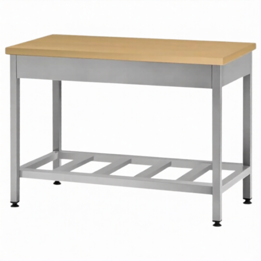 Стол кондитерский СПРп 860х1500х800 «Profi Ral», на 6-ти ногах, бук/40 (полка-решетка)