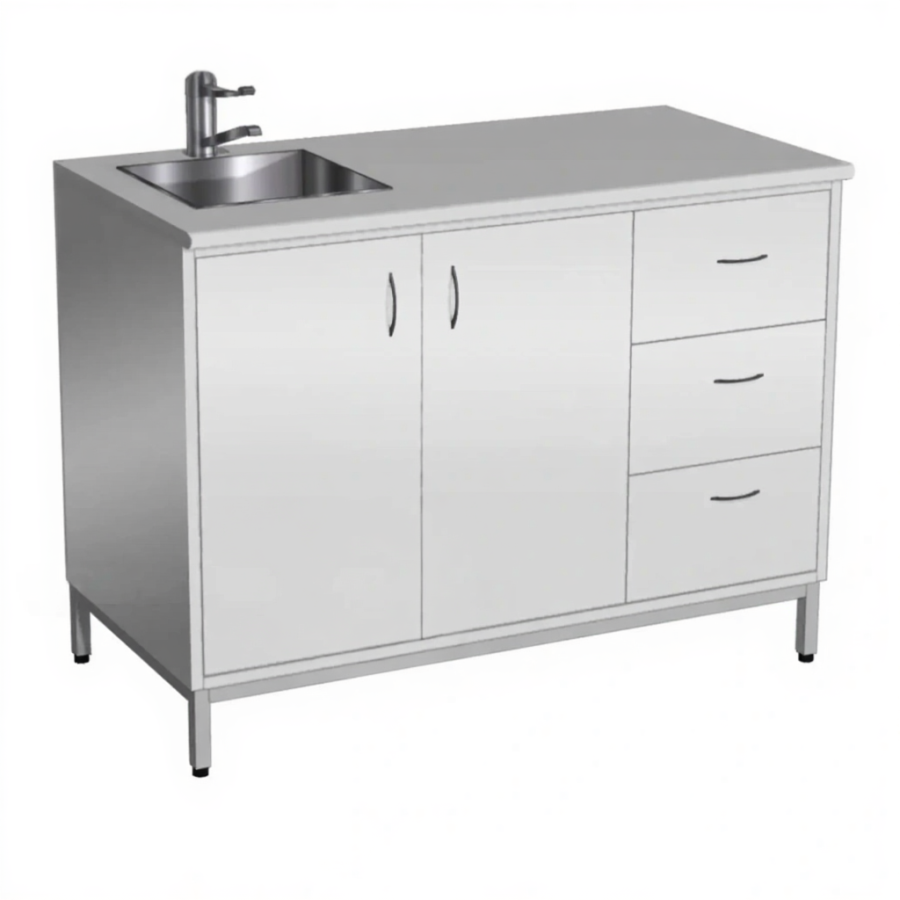 Стол-мойка СТм-108 «Стандарт» 1200 (корпус металл серый, столешница постформинг серый, каркас серый)