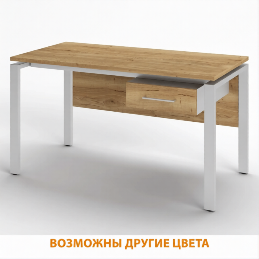 Стол рабочий 1 ящик СрТ-21 (тип 1) (1400х700х750) (столешница ЛДСП дуб вотан, каркас серый)