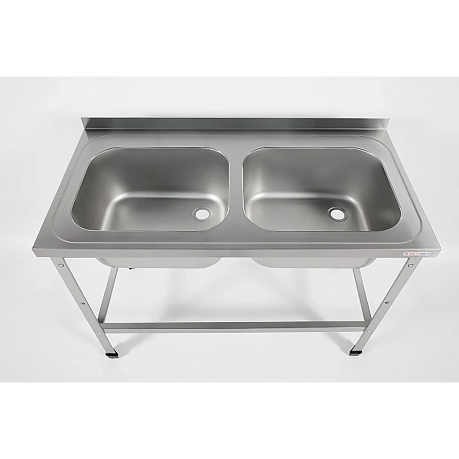 Ванна моечная двухсекционная цельнотянутая с бортом ВМЦ-2/12/7-БО-ЭН